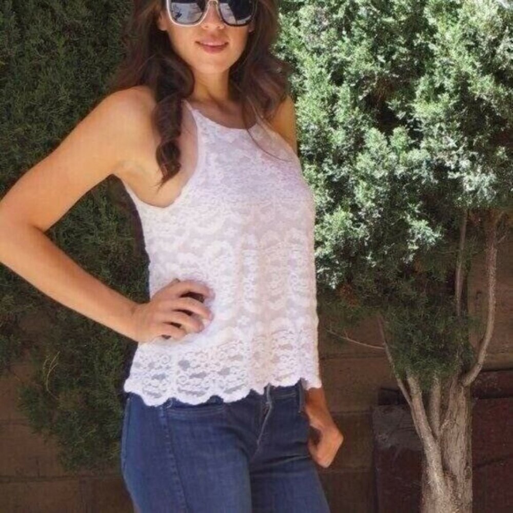 Ivory All Over Lace Romantic Top Small - Picture 4 of 9